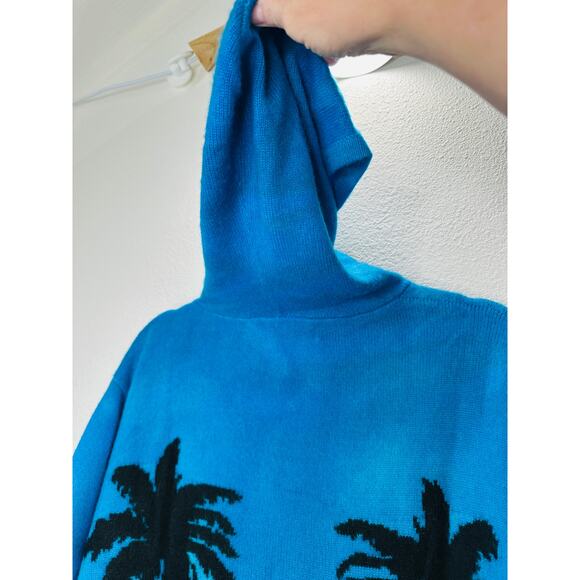 The Elder Statesman Blue Green Ombre Zip Hooded Cashmere Sweater XL - Picture 8 of 14